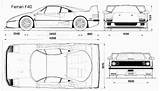 Ferrari F40 Blueprints sketch template
