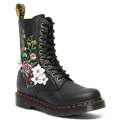 dr martens  womens  eyelet bloom mid calf leather boot black
