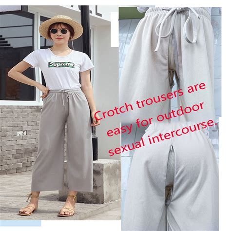 exhibitionist crotch open pants outdoor sex pants women leggings