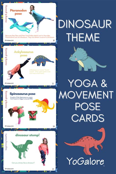 dinosaur theme yoga pose movement cards  yoga lesson plan