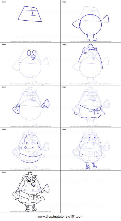 how to draw mrs puff from spongebob squarepants printable drawing
