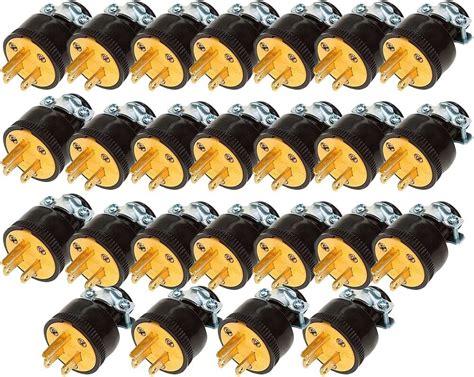 25 Heavy Duty Male Replacement Electrical Plug Ends 3 Prong 15a 125v