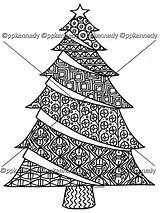 Christmas Zentangle Coloring Pages Tree Getcolorings sketch template