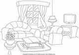 Room Coloring Living Designlooter sketch template