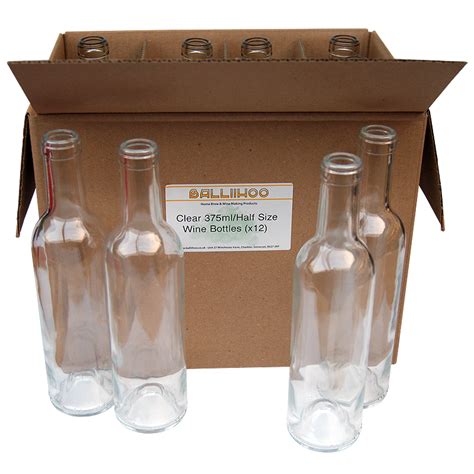 375ml Half Size Clear Glass Wine Bottles Pack Of 12