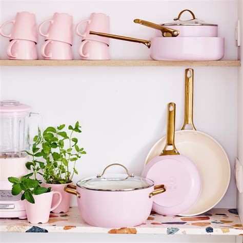blush padova  piece set ceramic cookware pots  pans sets