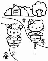 Coloring Kitty Hello Pages Friends Popular sketch template