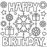 Birthday Coloring Happy Cute Pages Printable Print Vector Illustration sketch template