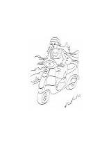 Scooty Coloring Stunt Showing Driving Lady sketch template
