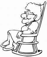 Coloring Old Lady Popular Rocking Chair sketch template