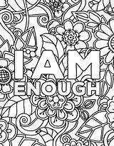 Coloring Pages Self Affirmations Sheets Care Esteem Affirmation Adult Colouring Printable Adults Pdf Inspirational Mandala Worksheets Book Template Floral Doodle sketch template