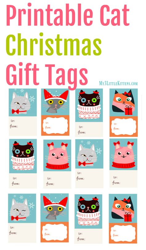 printable cat christmas gift tags    kittens