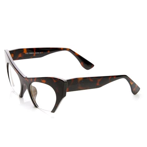 women s high fashion semi rimless clear lens cat eye glasses sunglass la