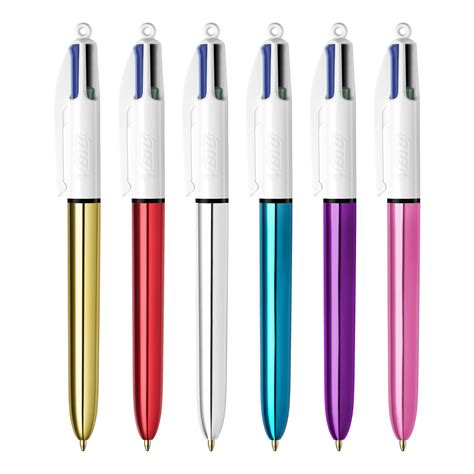 bic  colours shine ballpoint pens mm tip assorted metallic barrels