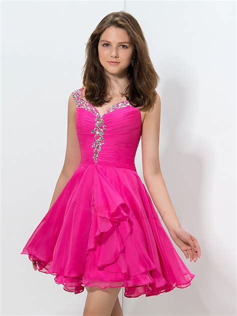 delicate straps beaded pleats short homecoming dress short pink party