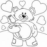 Bear Teddy Coloring Valentine Holding Rose Valentines Color Drawing Cute Getdrawings Luna Size Print Colorluna sketch template