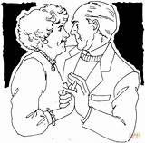 Coloring Pages Couple Old Dancing Dance Printable Couples Drawing sketch template