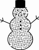 Doolhof Labyrinth Puzzel Sneeuwpop Puzzels Maze Mazes Kerst Schneemann Stemmen Werkbladen Sneeuwman sketch template