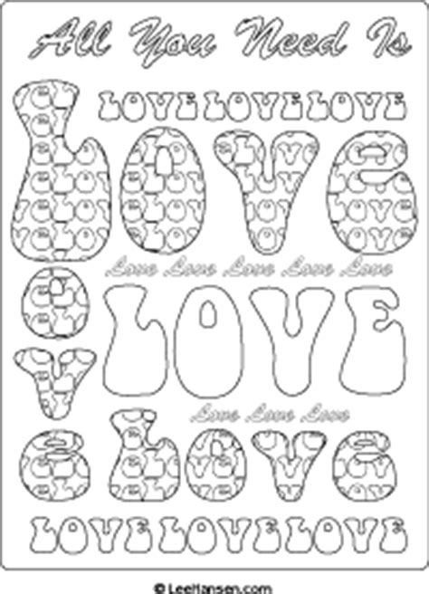 hippie designs love coloring poster