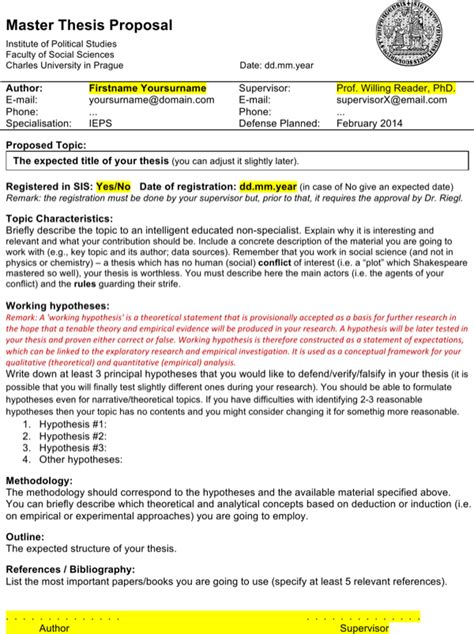 master thesis proposal template   page  formtemplate