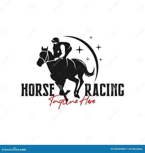 horse racing sports illustration logo design stock vector