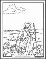 Coloring Shepherd Jesus Good Pages Bible Printable Story Drawing His Catholic Easter Flock Color Creation Parable Colour Happy Print Saints sketch template