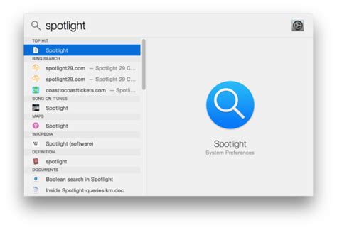 spotlight  yosemite  search  files apps web info