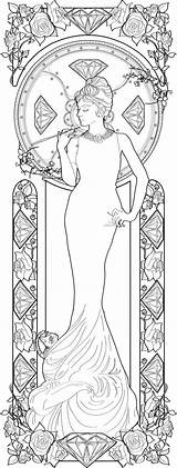 Coloring Pages Mucha Hepburn Audrey Alphonse Book Adult Colouring Behance Nouveau Azael Books Olmos Color Coloriage Tattoo Deco Via Colorful sketch template