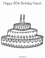 Birthday Happy Coloring Nana 80th Cake Built California Usa sketch template