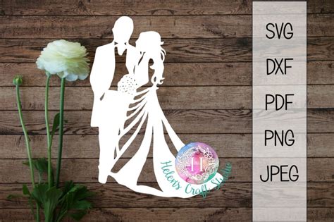 wedding couple silhouette cutting file svg dxf png by