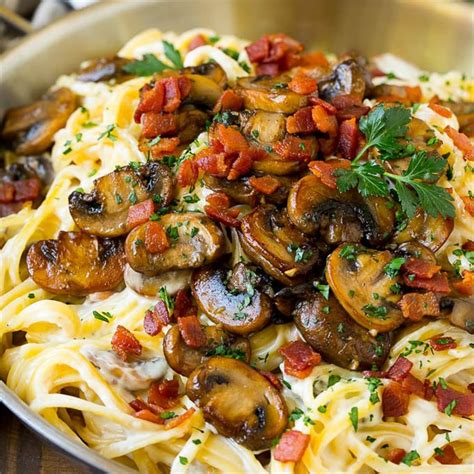bacon lovers rejoice bacon  mushroom pasta   easy  fast dinner