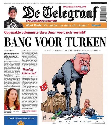 dutch newspaper publishes cartoon depicting turkeys erdogan   ape crushing  speech europe