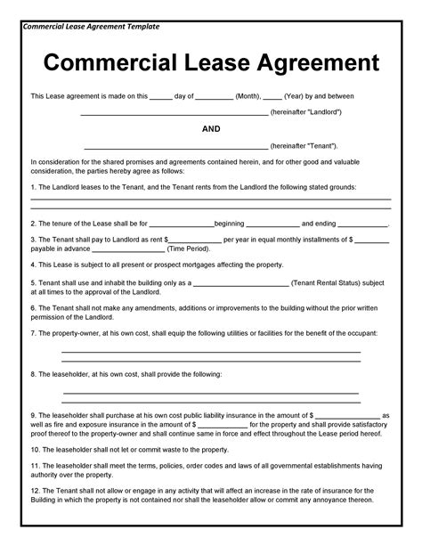 printable commercial lease agreement forms printable forms
