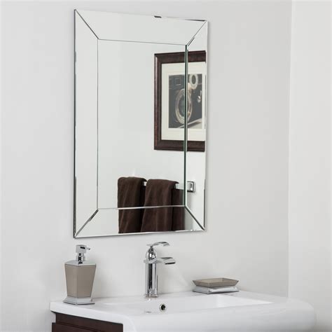 Shop Avie Modern Clear Glass Frameless Bathroom Mirror Free Shipping