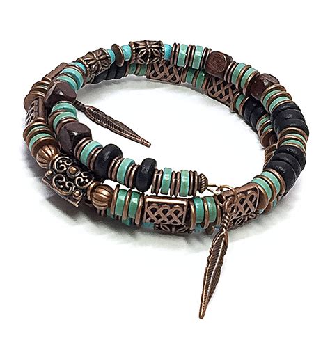 Men S Beaded Bracelet Copper And Turquoise Jewelry T For