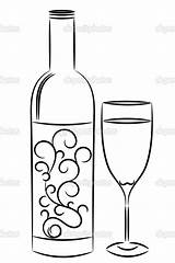 Wine Bottle Glass Drawing Line Bottles Coloring Pages Drawings Clipart Outline Illustration Templates Vector Color Painting Colouring Depositphotos Draw Printable sketch template