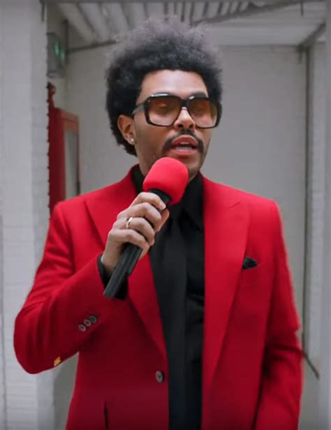 the weeknd singer blinding lights red suit