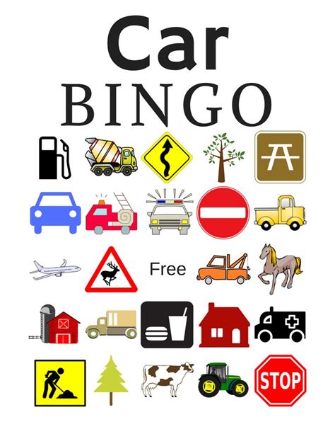 car bingo printables  images car bingo  printable games bingo