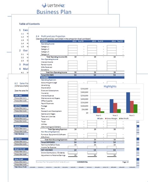 business plan template  word  excel