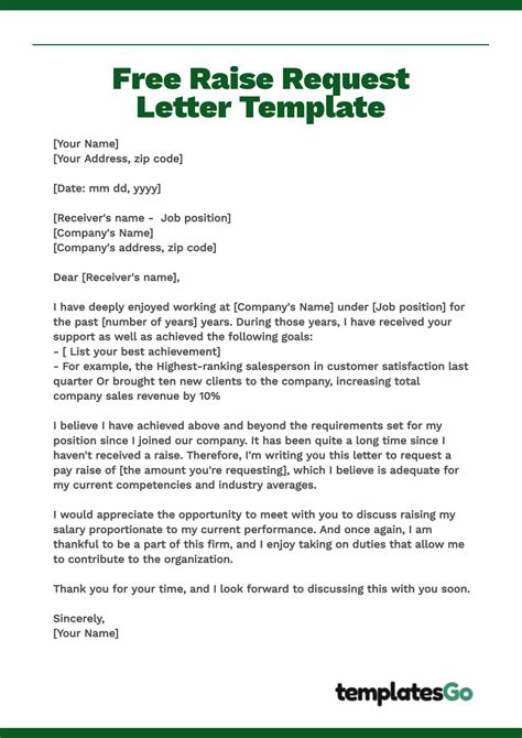 write  raise request letter   template