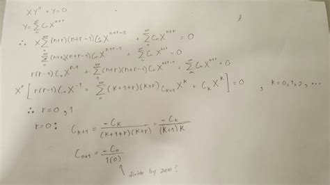 ordinary differential equations finding series solution of xy y 0 mathematics stack