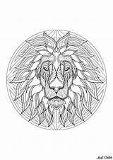 Mandala Lion Head Coloring Mandalas Patterns Simple Special Very Background Color Geometric Beautiful sketch template