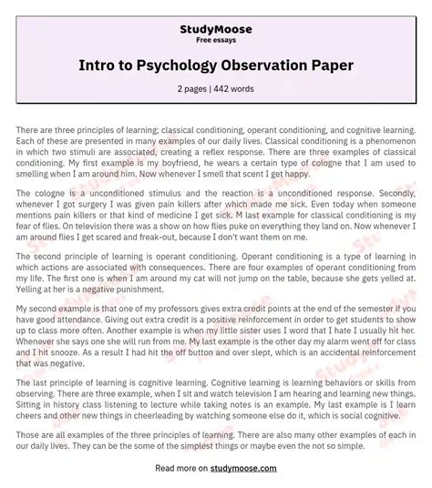 intro  psychology observation paper  essay