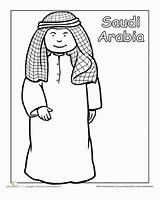 Saudi Coloring Arabia Multicultural Worksheet People Education Pages Traditional Children Different Around Kids Boy Color Clothing Costumes sketch template