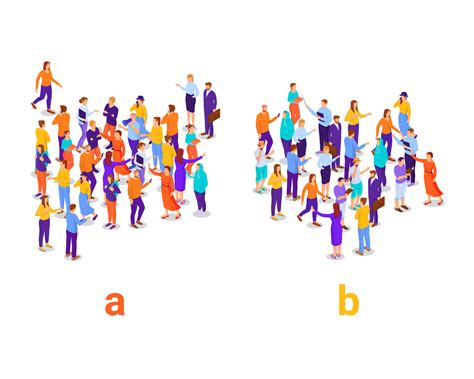 dividing people   groups isometric concept social experiment