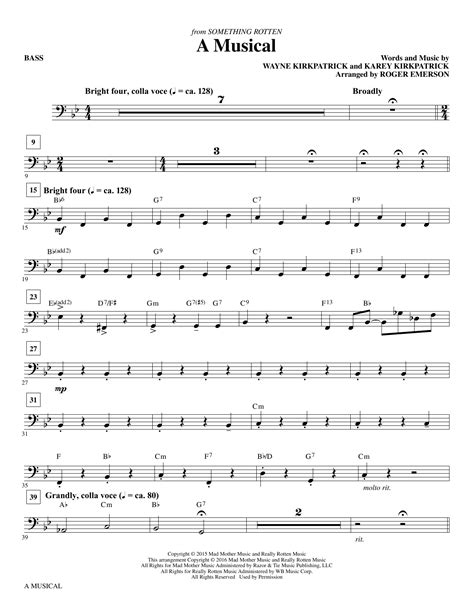 musical bass sheet  roger emerson choir instrumental pak