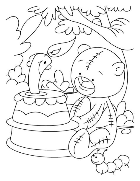 candle smiling  teddy bears birthday coloring pages