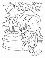 Coloring Birthday Teddy Pages Bear Candle Bears Smiling Cute Popular sketch template