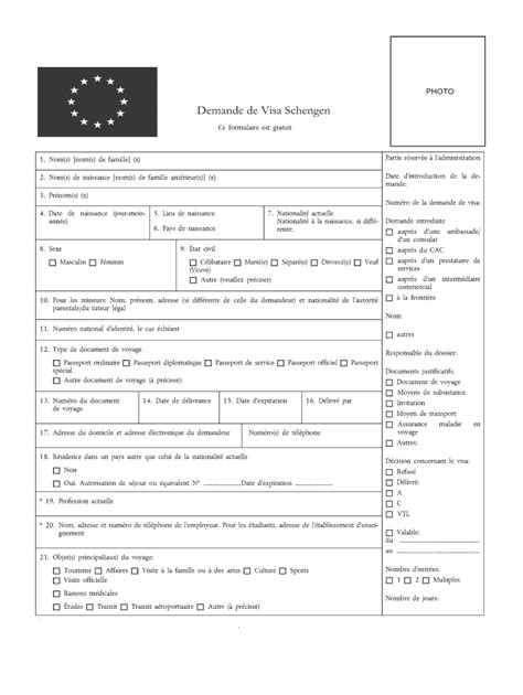document modele document visa france