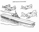 Carrier Coloringsky Battleship Airplane Navy sketch template